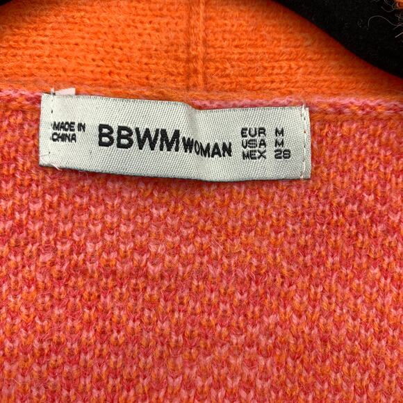 BBWM V-Neck Cardigan Sweater Womens Size Medium Geometric Print Pink Orange NEW - Picture 5 of 6